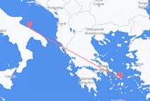ギリシャのミコノス島からから、イタリアのバーリまでのフライト