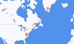 来自美国費耶特維爾目的地 格陵兰纳萨尔苏克的航班