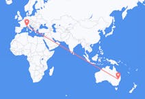Flyrejser fra Narrabri, Australien til Genova, Italien