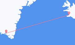 航班从冰岛雷克雅维克市到纳萨克市，格陵兰塞尔