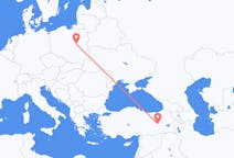 Flyrejser fra Bingol, Tyrkiet til Warszawa, Polen