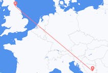 Fly fra Sarajevo til Durham, England