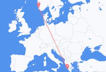 出发地 挪威出发地 斯塔万格目的地 希腊扎金索斯島的航班