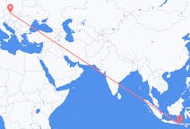 Flyg från Praya, Lombok, Indonesien till Brno, Tjeckien