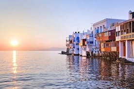 Mykonos: Simma i Rhenia och se solnedgången vid Lilla Venedig