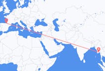 Flyg från Rangoon, Myanmar (Burma) till San Sebastian, Spanien
