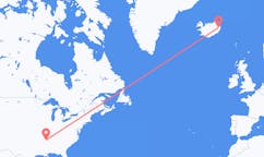 Flyg från staden Memphis, USA till staden Egilsstaðir, Island
