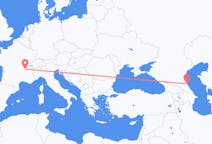 Vluchten van Machatsjkala, Rusland naar Lyon, Frankrijk