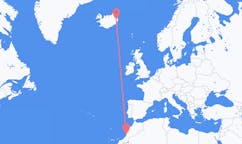 Flyg från staden Agadir, Marocko till staden Egilssta?ir, Island