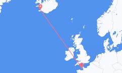 Flyreiser fra byen Saint Helier, Jersey til byen Reykjavik, Island