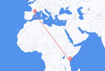 탄자니아발 펨바 아일랜드, 스페인행 바르셀로나 항공편