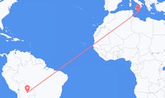 Flyreiser fra Santa Cruz de la Sierra, Bolivia til Malta, Malta