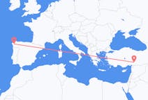 Vluchten van Kahramanmaraş naar Santiago de Compostela