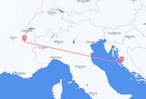 Flyg från Chambery, Frankrike till Zadar, Kroatien