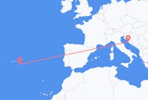 Vluchten van Ponta Delgada, Portugal naar Zadar, Kroatië