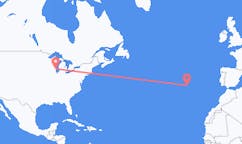 Flyreiser fra Milwaukee, USA til Santa Maria, Portugal