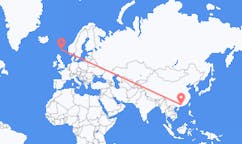 Flyg från Guangzhou, Kina till Lerwick, Skottland