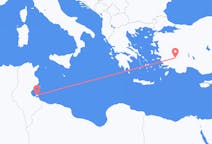 Loty z Dżerba, Tunezja z Denizli, Turcja