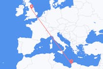 出发地 利比亚出发地 班加西前往英格兰的利兹的航班
