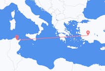 突尼斯出发地 突尼斯飞往突尼斯目的地 代尼茲利的航班