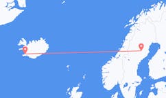 航班从瑞典莱克瑟尔市到雷克雅维克市，冰岛塞尔
