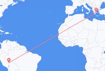Flyreiser fra Puerto Maldonado, Peru til Athen, Hellas