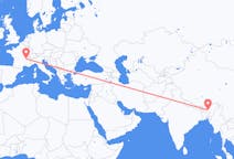 Flights from Guwahati, India to Lyon, France