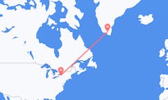 Loty z Rochester, Stany Zjednoczone do Narsarsuaqa, Grenlandia