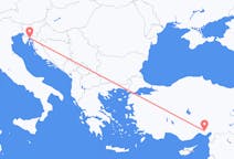 Loty z Rijeka, Chorwacja z Adana, Turcja