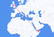 出发地 索马里加罗前往英格兰的伦敦的航班