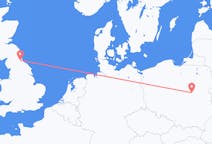 Fly fra Durham, England til Warszawa