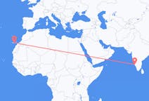 Vluchten van Mangalore, India naar Las Palmas (ort i Mexiko, Veracruz, Tihuatlán), Spanje