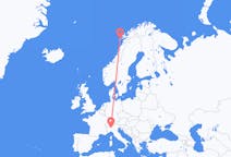 Vluchten van Leknes, Noorwegen naar Milaan, Italië
