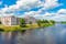 Panoramic view on river Lielupe and Jelgava Palace the largest Baroque-style palace in the Baltic states, Latvia