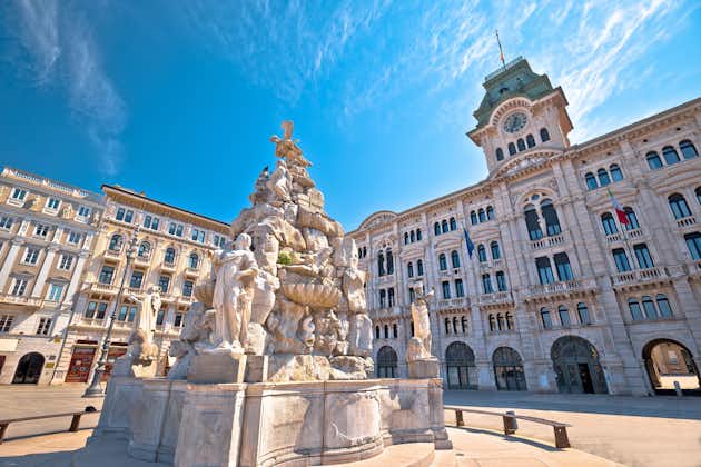 photo of trieste city hall on piazza unita d Italia square view, friuli venezia giulia region of Italy.