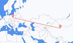 Flyg från Dunhuang, Kina till Lodz, Polen