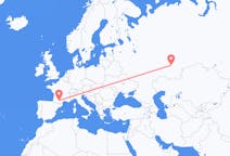 Flyg från Ufa, Ryssland till Toulouse, Frankrike