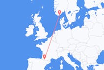 出发地 挪威出发地 克里斯蒂安桑目的地 法国卢尔德的航班
