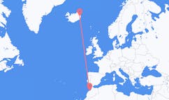 航班从摩洛哥卡萨布兰卡市到Egilssta?ir市，冰岛塞尔