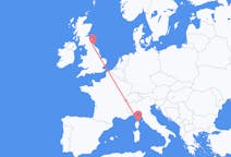 Flights from Bastia, France to Durham, England, the United Kingdom