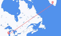 Voli da Milwaukee, Stati Uniti a Qaqortoq, Groenlandia