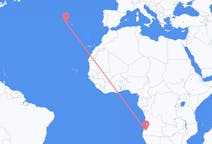 Vluchten van Lubango, Angola naar Horta, Azoren, Portugal