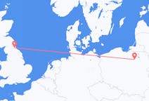 Flights from Szymany, Szczytno County, Poland to Durham, England, the United Kingdom