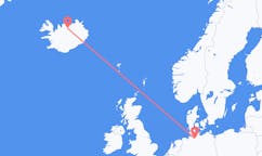 Flyreiser fra byen Hamburg, Tyskland til byen Akureyri, Island