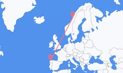 Vluchten van Sandnessjøen, Noorwegen naar La Coruna, Spanje