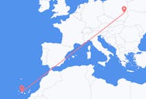 Vluchten van Lublin, Polen naar Tenerife, Spanje