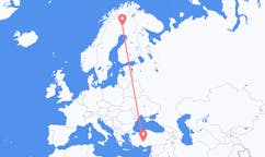 Flyreiser fra Pajala, Sverige til Konya, Tyrkia