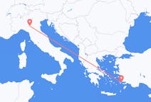 出发地 意大利与 雷焦艾米利亚相比目的地 希腊科斯岛的航班