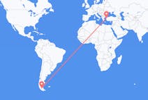 Flyreiser fra Punta Arenas, Chile til Edremit, Tyrkia