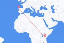 Flyreiser fra Mount Kilimanjaro, Tanzania til Santiago de Compostela, Spania